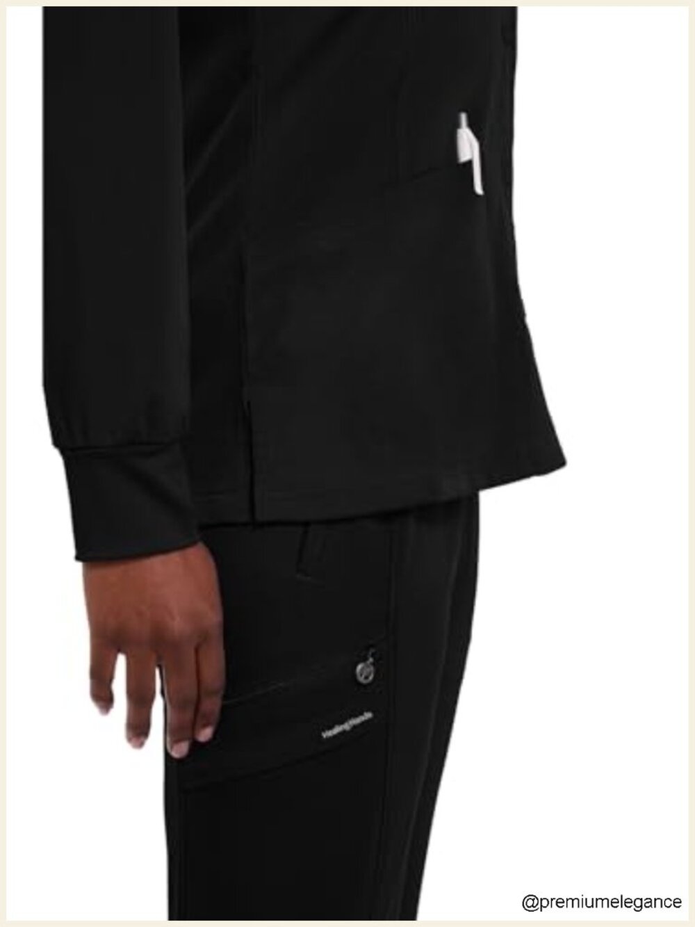 Womens Snap Front Scrub Jacket 2-Way Stretch Uniform Medical Coat - Picture 4 of 6